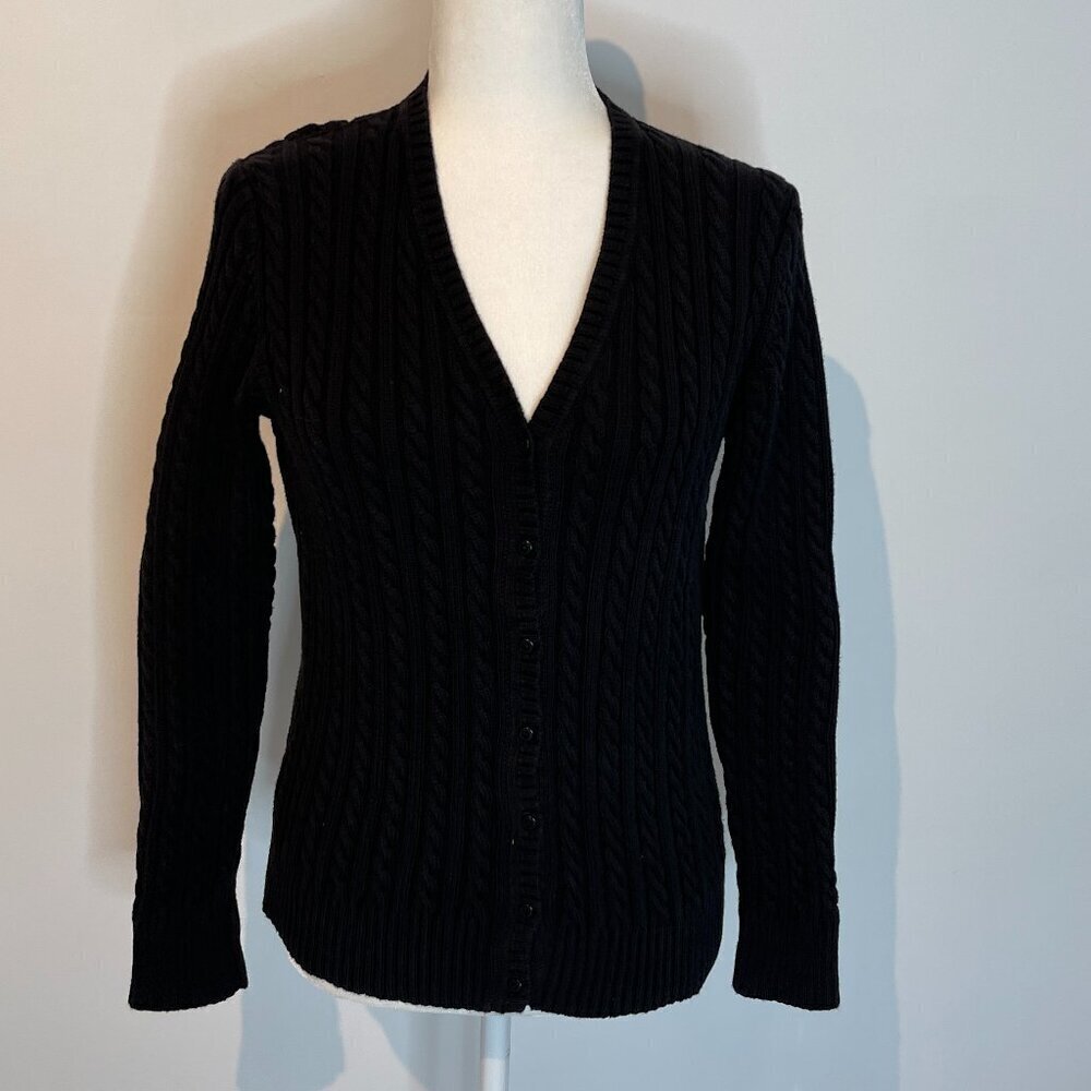 Brooks Brothers Black Cable Knit Sweater size Small